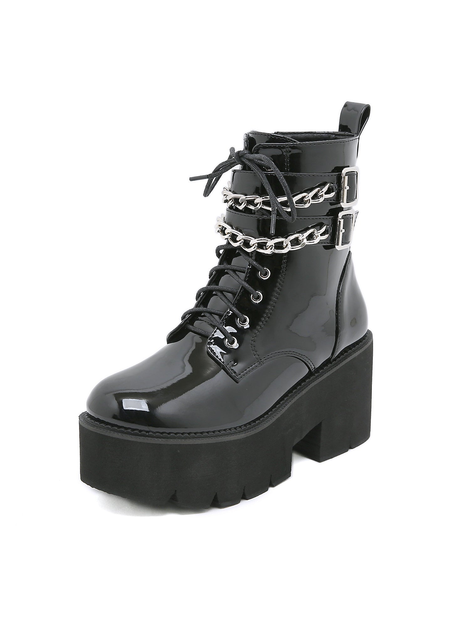 Metal Chain Loose Bottom Round Head Boots