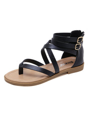 Fashion Zipper Roman Toe Flat Sandals