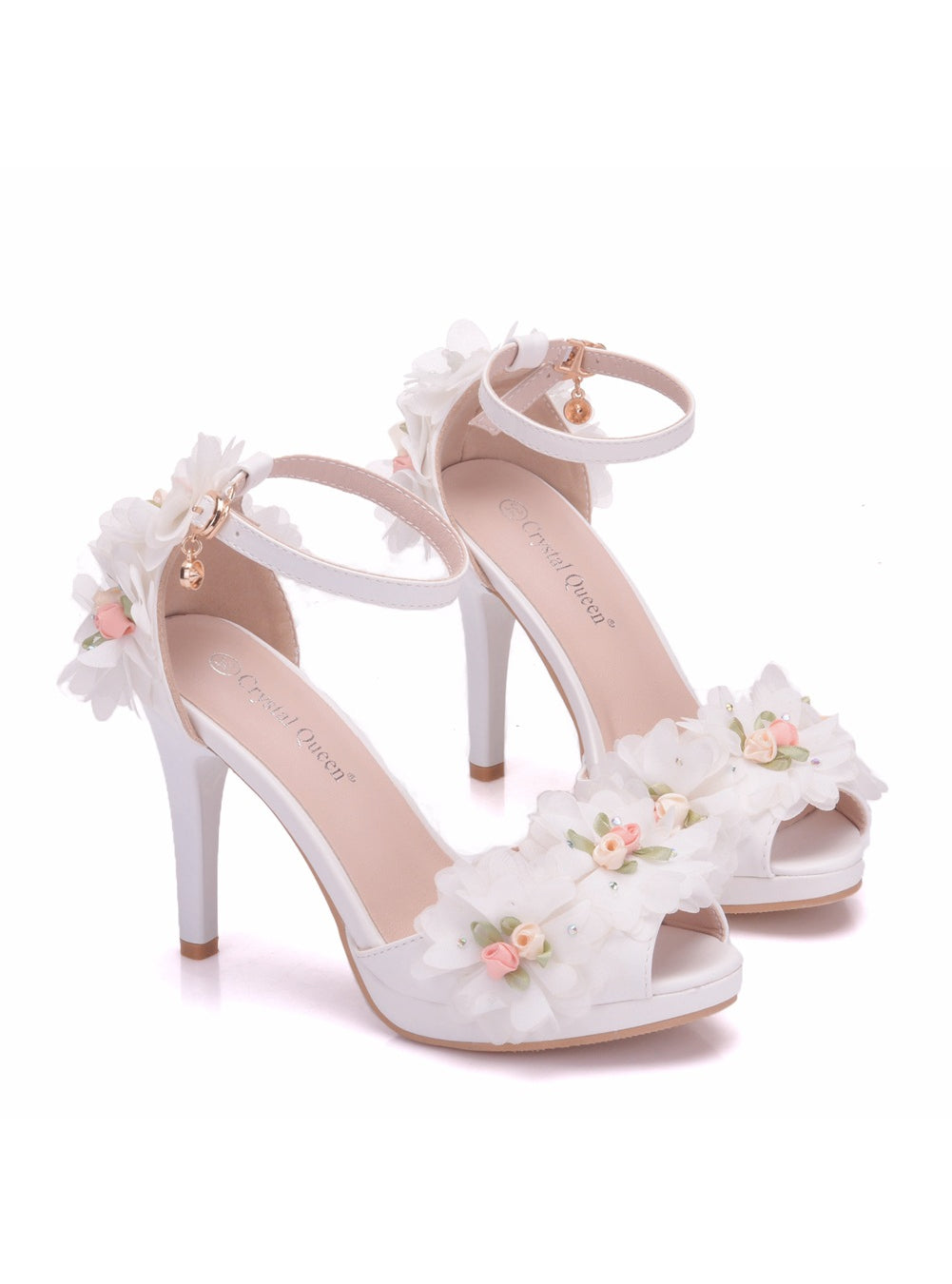 Stiletto Heels Fish Mouth White Flower Sandals