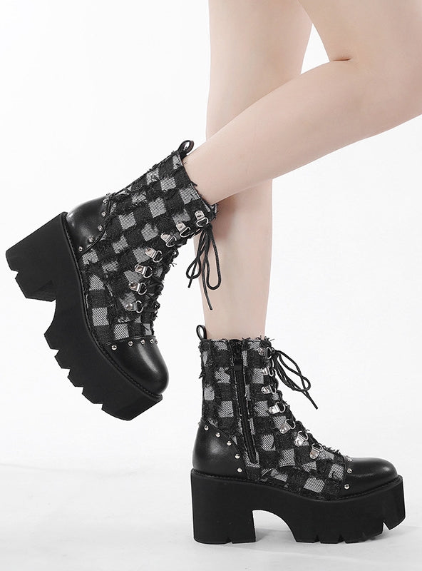 Women's Thick Chain and Thick Heel Boots Shoes