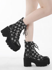 Women's Thick Chain and Thick Heel Boots Shoes