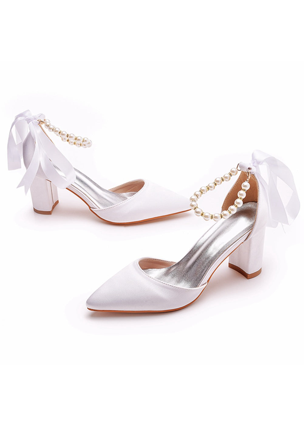 7 cm Thick Heel Pointed Strap Sandals