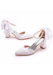 7 cm Thick Heel Pointed Strap Sandals