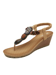 Beach Bohemia Retro Beaded Wedge Sandals