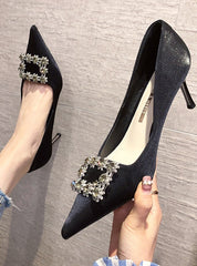 Pointed Stiletto Heels Beads Shoes