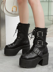 Belt Buckle Thick Heel Thick Side Zipper Martin Boots