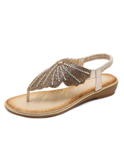 Glass Rhinestone Flip Flops Flat Sandals