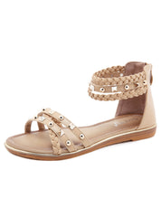 Rivet Woven Large Flat-bottomed Retro Sandals