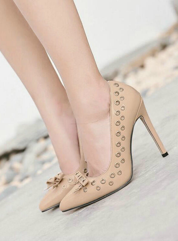 Pumps Rivet Shoes Rome Butterfly Knot High Heels