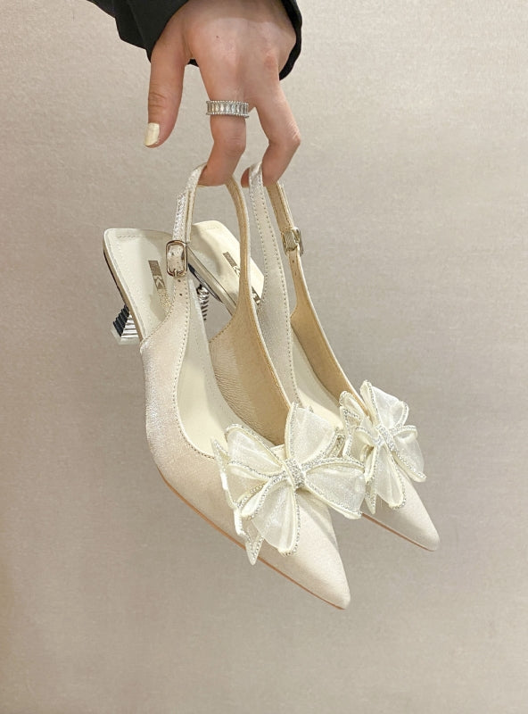 Mesh Butterfly Pointed High Heels Shoes