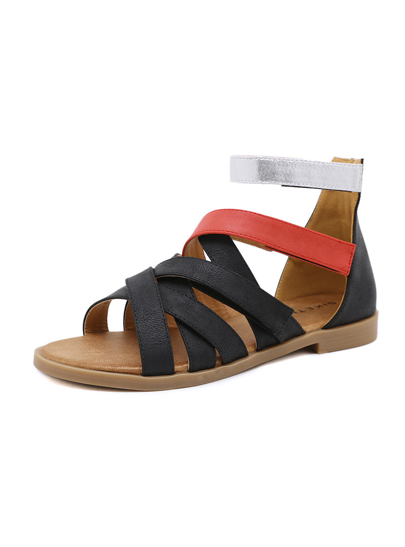 Gladiator Splicing Belt Retro Flat Sandals