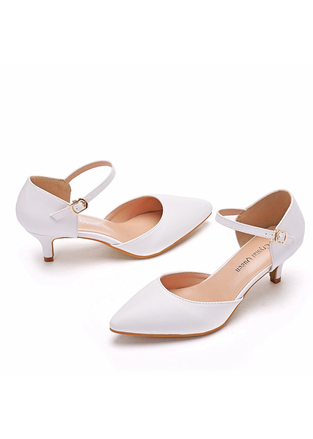 5 cm White Thin-heeled Pointed Sandals