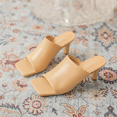 Fashion Square-headed High Heel Shoes Slippers