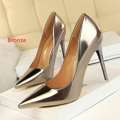 Shallow Pointed Metal High Heels