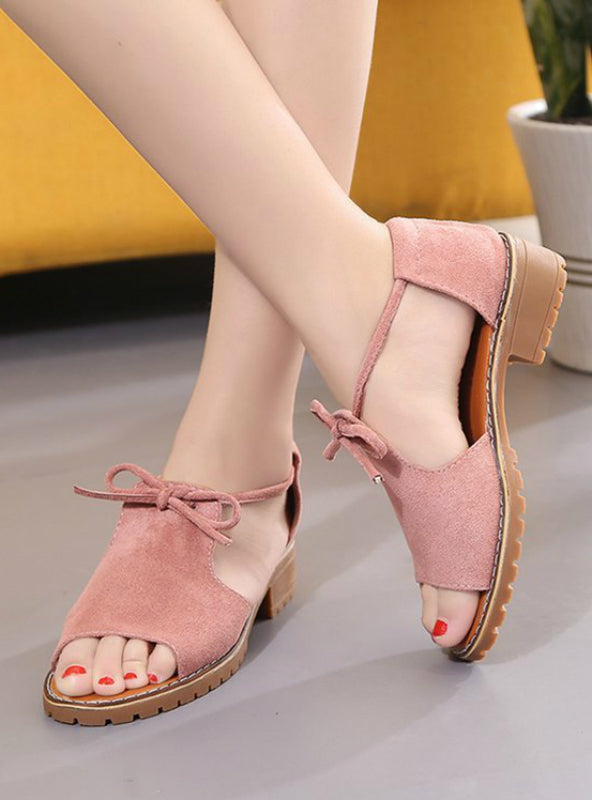 Buckle Roman Shoes Solid Color Low-heeled Sandals