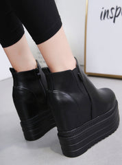 Thick-soled Internal Raised Elastic Wedges Martin Boots