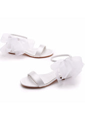 2 cm Square Satin Bow Bridal Sandals