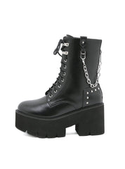 Thick-soled Martin Boots Metal Chain Booties