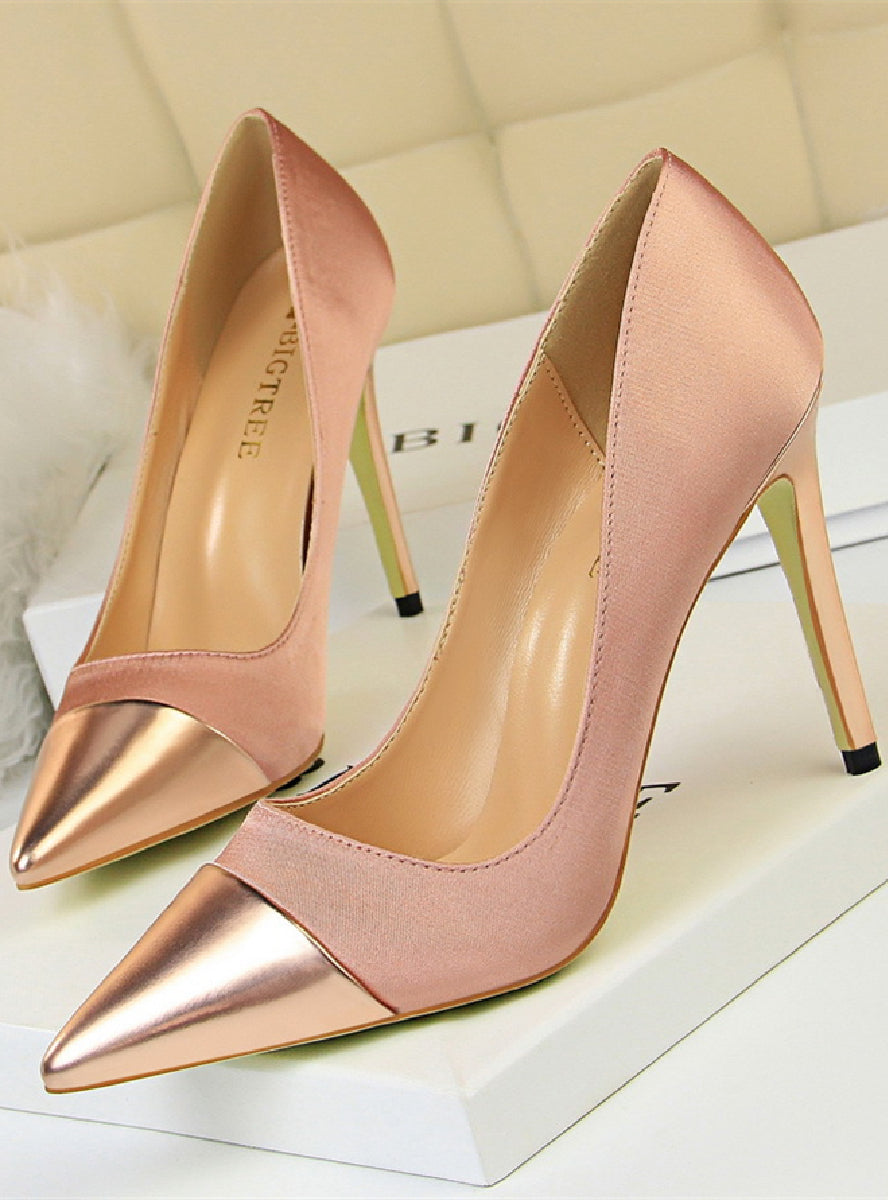 Silk Stitching Pointed High Heels