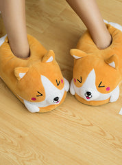 Koi Dog Slippers Cartoon Cute Double Warm Plush