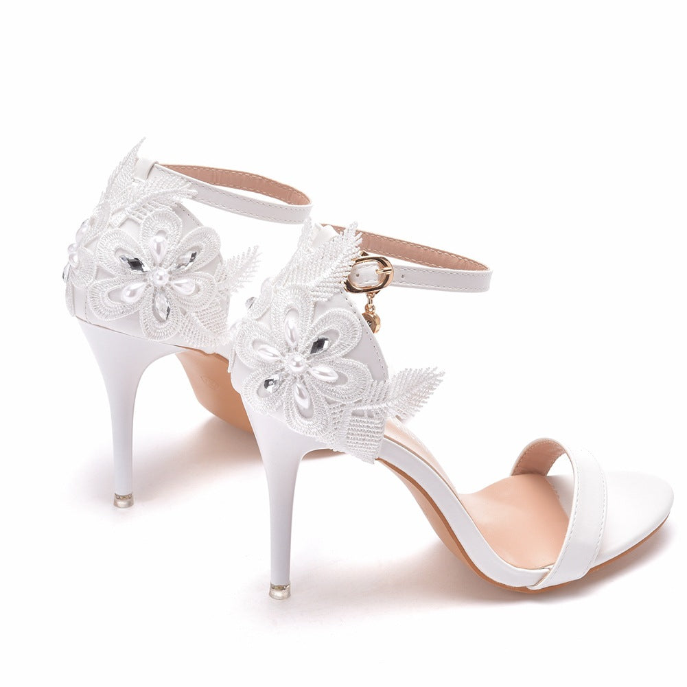 Women Beaded Lace Flower Sandals