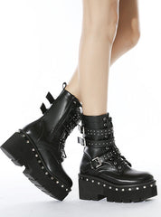 Metal Rivet Platform Martin Boots