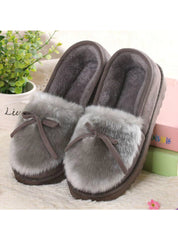 Ballet Flats Lovely Bow Warm Fur Cotton Shoes