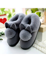 Lovely Rabbit Ears Soft Home Slippers Cotton Warm