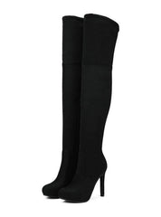 Suede High Heel Knee Boots