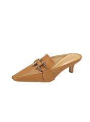 Women Square Retro Mid-heel Slippers