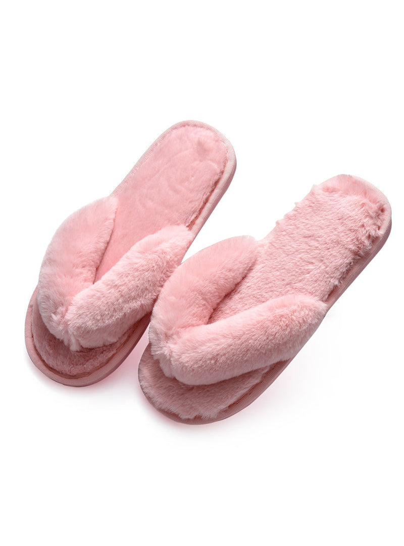 Women House Slippers Faux Fur Fashion Warm Shoes