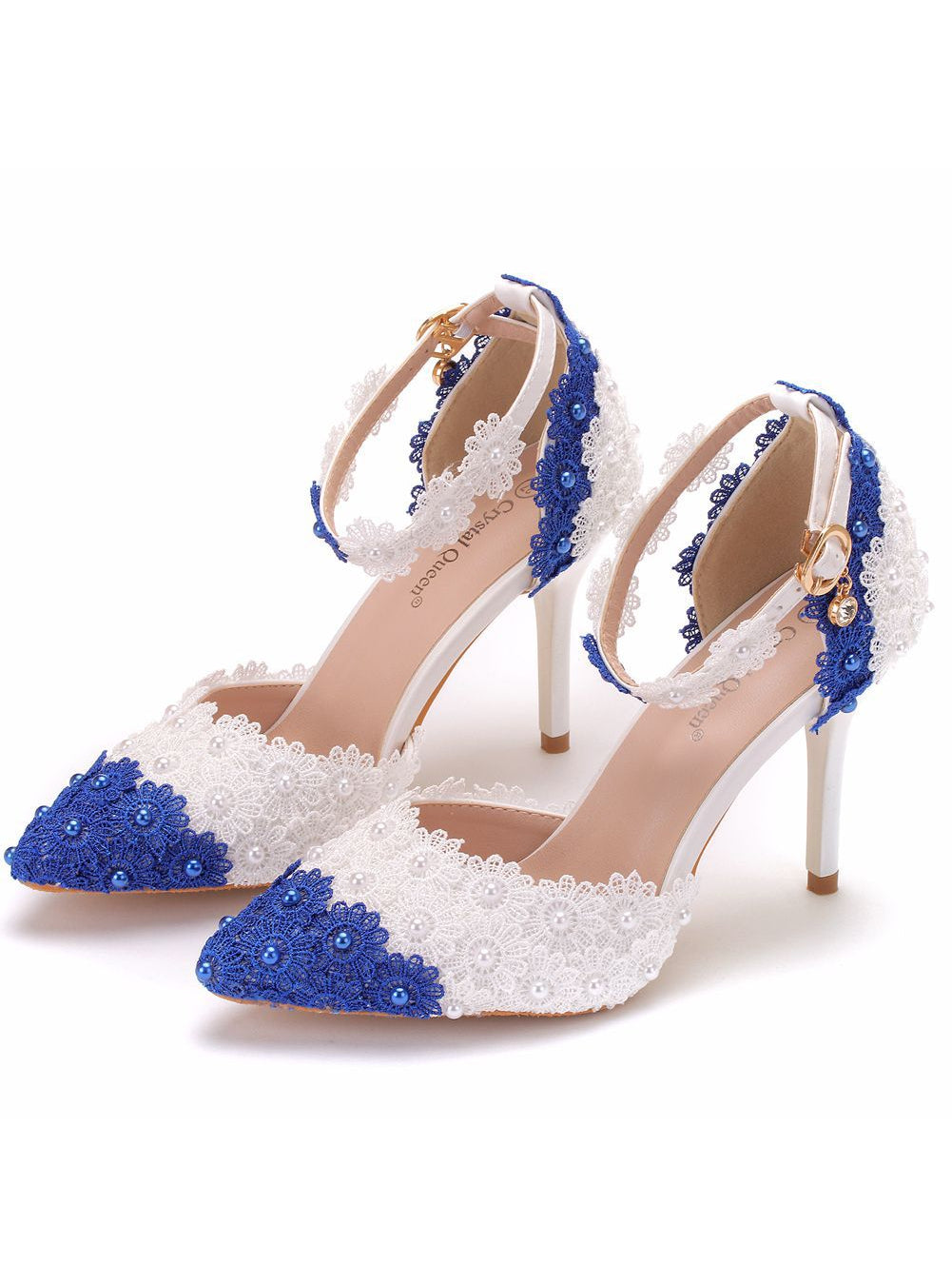 Color Matching Blue White Lace Flower Sandals