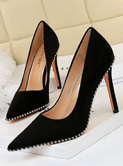 Women's Suede Metal Chain Pointed Shoes