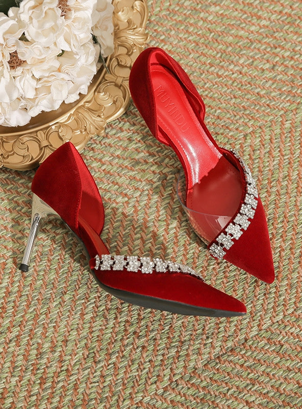 Pointed Shallow Mouth Thin Heels Wedding Shoes