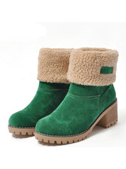 Snow Boots Fashion Square High Heels Ankle Boots