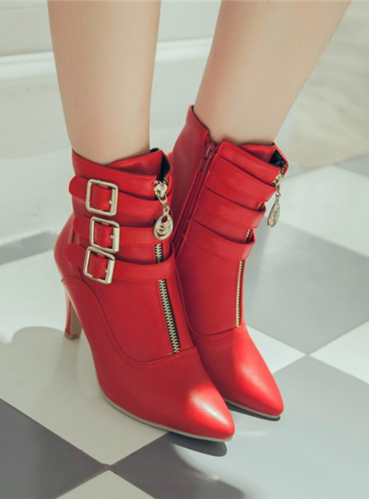 Women Boots High Heels Ankle Boots Pointed