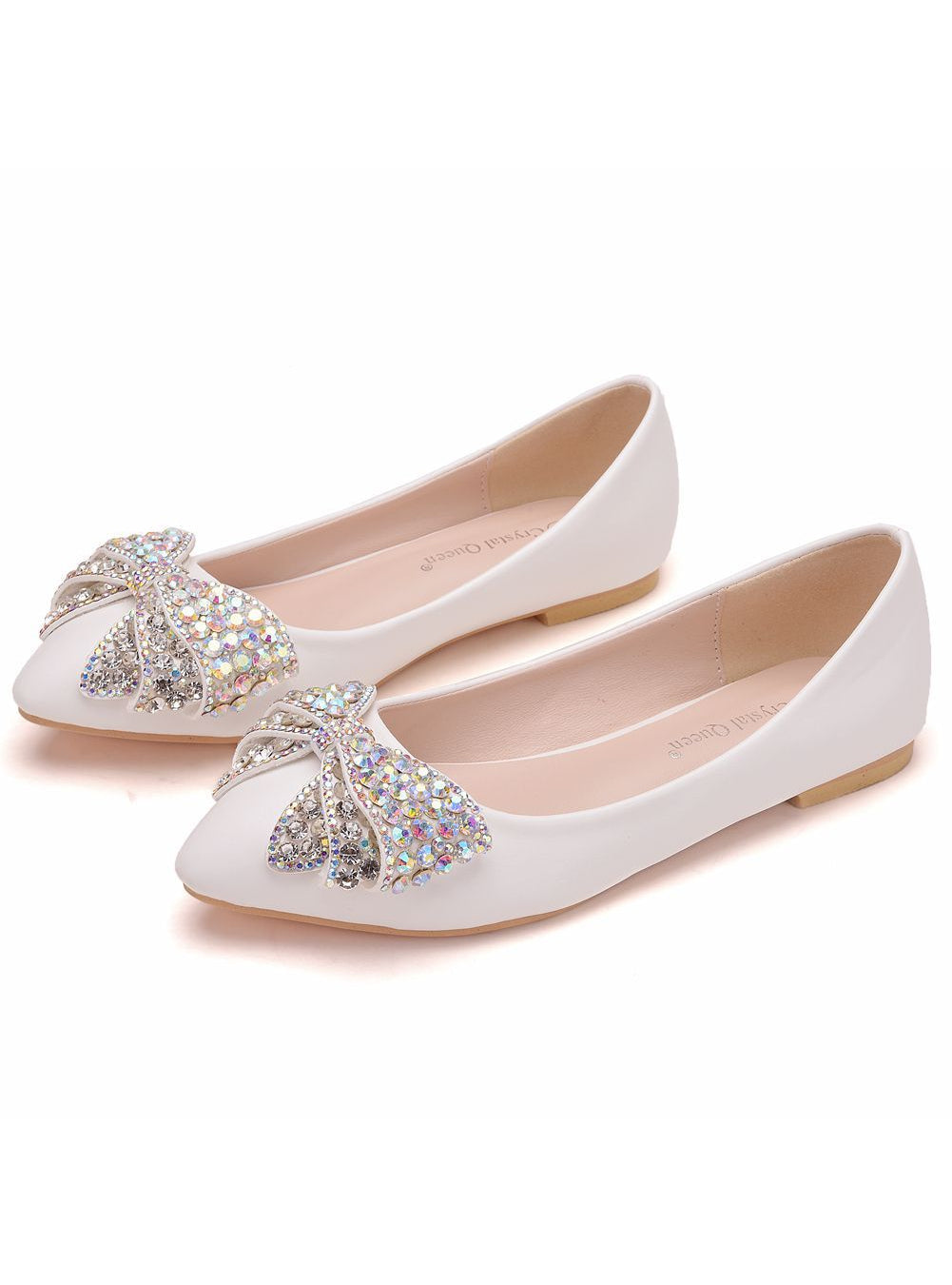 Women's Rhinestone Bow Square Toe Shoes