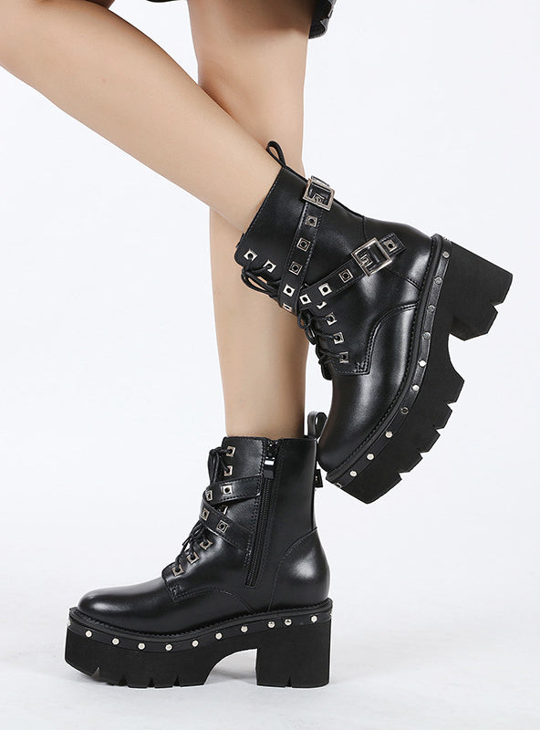 Women's Thick Soles Rivets Short Boots