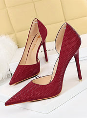 Shallow-pointed Snake-shaped High Heels