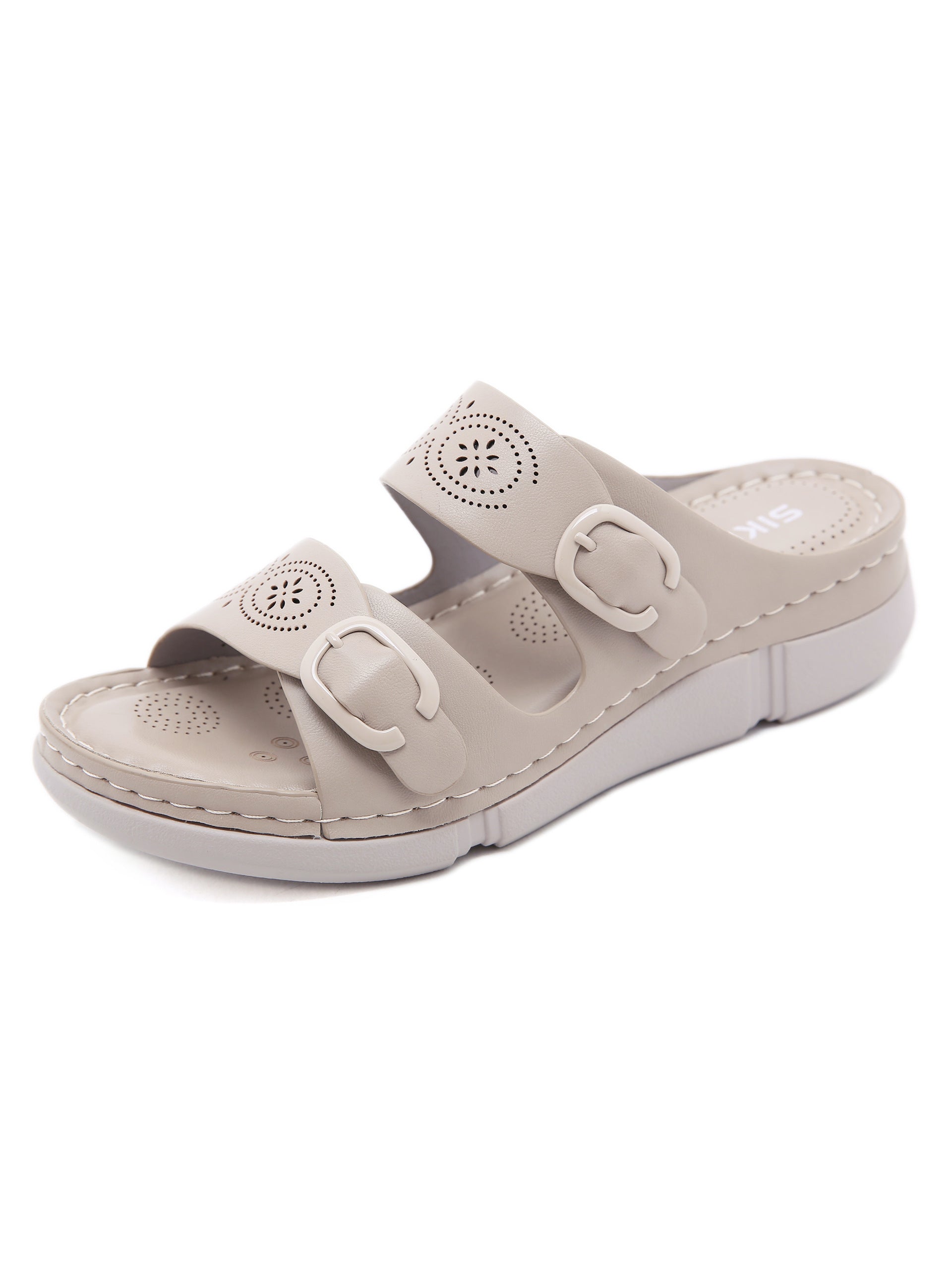 Buckle Pattern Wedge Sandals