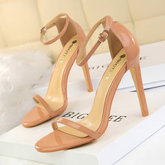 High Heel Patent Leather Sandals