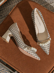 Houndstooth Pointed Shallow Heels