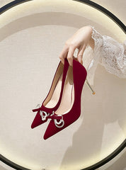 Women's Rhinestone Pointed High-heeled Shoes