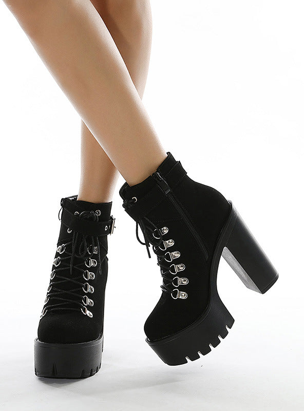 Belt Buckle Platform Shoes Boots