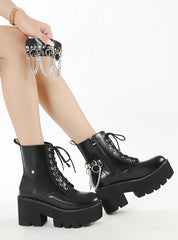 Chain-tied Round-headed Muffin Thick-soled Boot