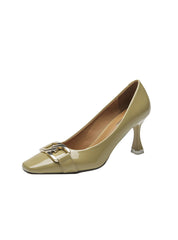 Women's Patent Leather Chain Square Toe Shallow Shoes