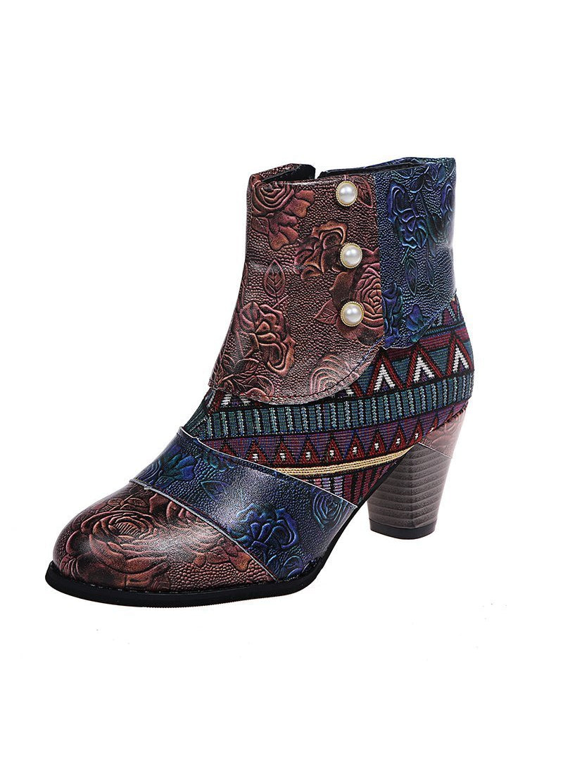 Bohemian National Style Retro Short Leather Boots