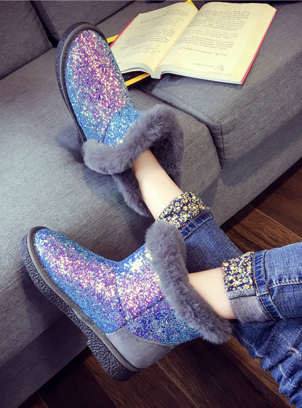 Fur Soft Flat Heels Cotton Padded Warm Winter Shoes