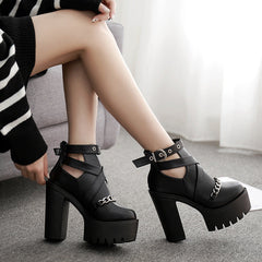 Waterproof Platform Chain Thick Heel Boot