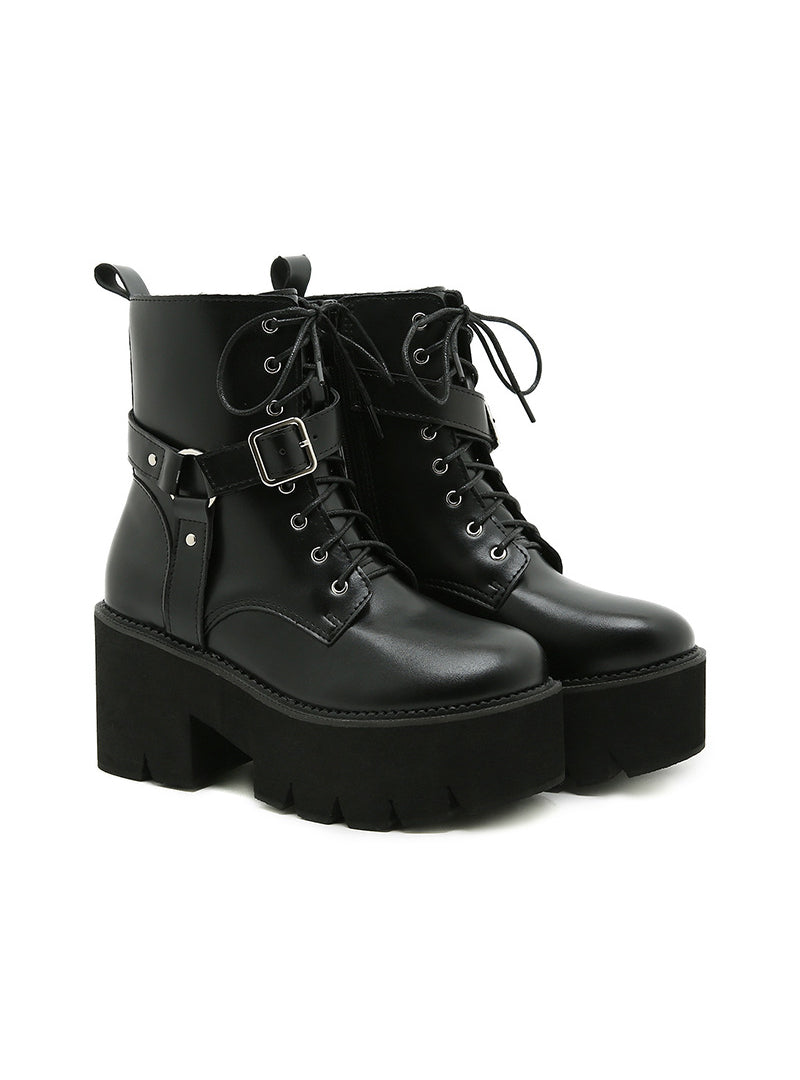 Foam-soled Round Head High-heeled Martin Boots